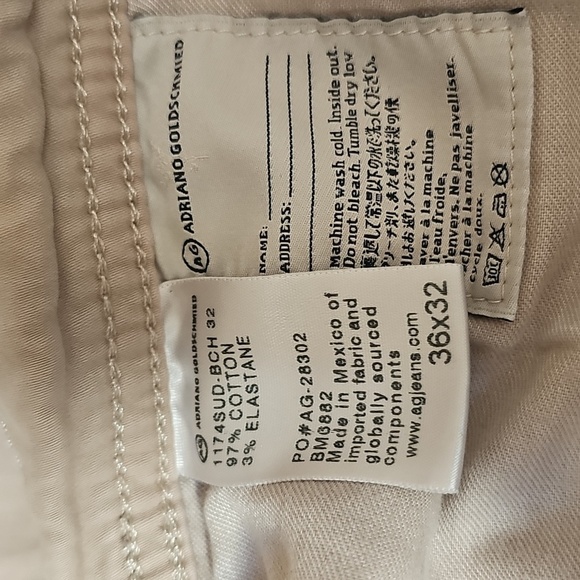 AG The graduate jeans pants straight leg relaxed zipper button beige tan 36 x 28 - Picture 9 of 12